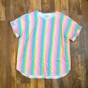 Crown & Ivy Rainbow Cuff Sleeve Flowy Tee